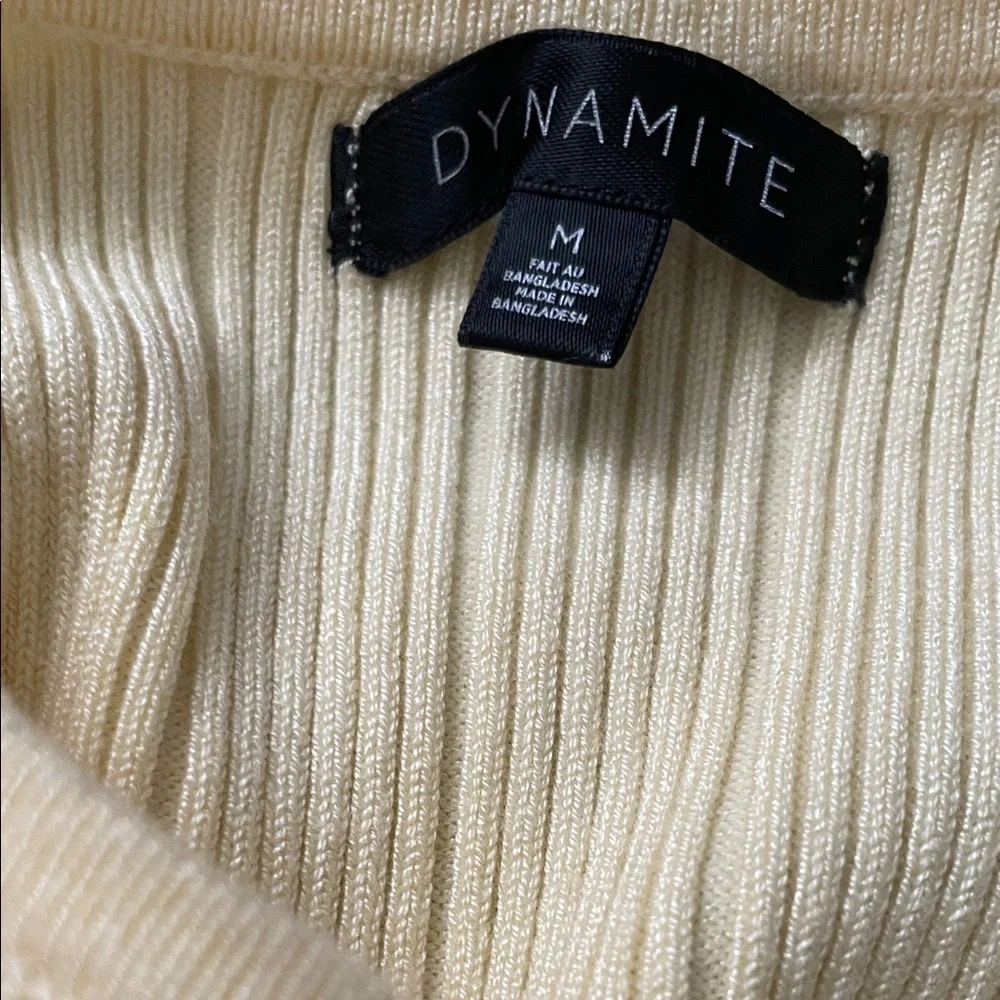 🍋 DYNAMITE Yellow Ribbed Tiered Midi Dress Size M - Picture 2 of 8